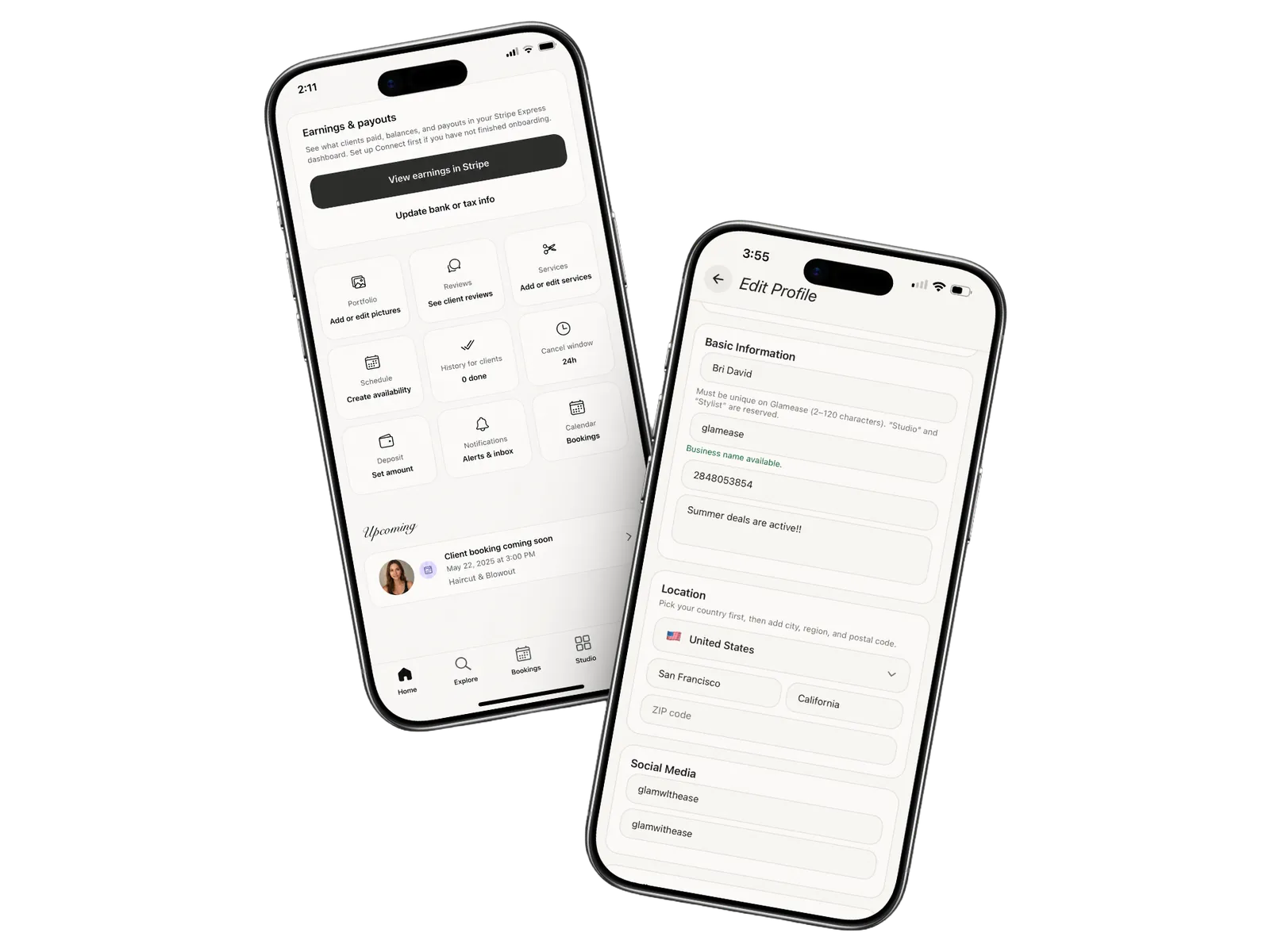 Glamease payment and earnings dashboard